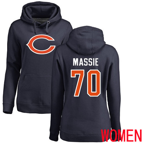 Chicago Bears Navy Blue Women Bobby Massie Name and Number Logo NFL Football #70 Pullover Hoodie Sweatshirts->women nfl jersey->Women Jersey
